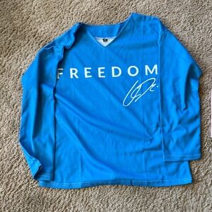 Blue "FREEDOM" Charlie Kirk Graphic Long Sleeve Top